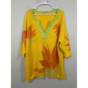 Soft Surroundings Tropical La Paridiso Short Sleeve Sweater Top Plus Size 3X